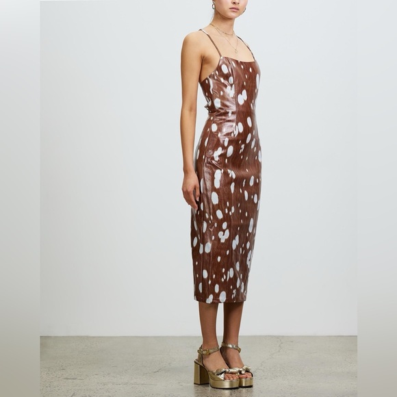 ROTATE Birger Christensen Louie Dress cow print dress - Picture 4 of 9